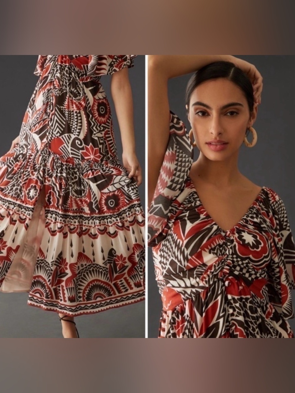 Anthropologie Bohemian Button Front Open Back Maxi Dress, Size XXS
